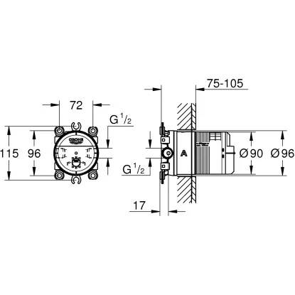Grohe Rainshower Universal Unterputz-Einbaukörper Mit Grohe EcoJoy, 1/2" 4 Grohe Rainshower Universal Unterputz-Einbaukörper Mit Grohe EcoJoy, 1/2" – Bild 2