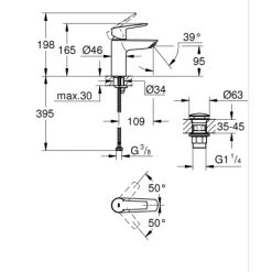 Grohe QuickFix Einhand-Waschtischbatterie Start S-Size Schwarz -Grohe 4005176782015 4520 VM 01