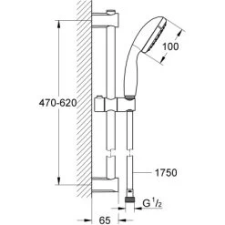 Grohe QuickFix Brausestangenset Vitalio Start 100 Schwarz 2 Strahlarten -Grohe 4005176782183 4520 VM 01