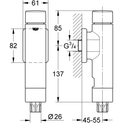 Grohe Druckspüler Für WC Rondo A.S. Mit Integrierter Vorabsperrung 4 Grohe Druckspüler Für WC Rondo A.S. Mit Integrierter Vorabsperrung – Bild 2