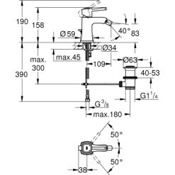Grohe Einhand-Bidet Batterie Grandera 12,5 Mm (1/2") -Grohe 4005176930652 4520 3