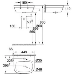 Grohe Handwaschbecken Euro Keramik PureGuard Alpinweiß 45 Cm -Grohe 428750 1709 428750 ma