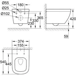 Grohe Wand-WC Euro Keramik PureGuard Tiefspüler Spülrandlos Alpinweiß -Grohe 428755 1709 428755 ma
