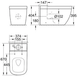 Grohe Stand-WC-Kombination Euro Keramik PureGuard Tiefspüler Spülrandlos Weiß -Grohe 428836 1709 428836 ma