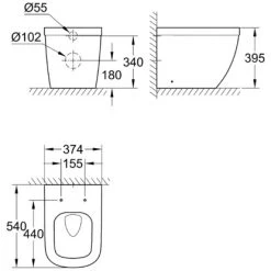 Grohe Stand-WC Euro Keramik PureGuard Tiefspüler Spülrandlos Alpinweiß -Grohe 428855 1709 428855 ma