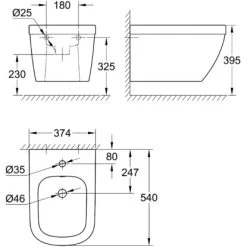 Grohe Wand-Bidet Euro Keramik PureGuard Alpinweiß -Grohe 428870 1709 428870 ma