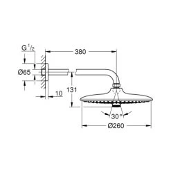 Grohe Kopfbrauseset Euphoria 260 Chrom 3 Strahlarten -Grohe 518552 4520 2101476