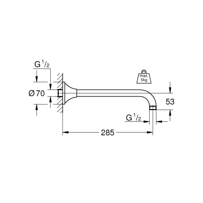 Grohe Brausearm Rainshower Grandera Chrom Ausladung 286 Mm 4 Grohe Brausearm Rainshower Grandera Chrom Ausladung 286 Mm – Bild 2