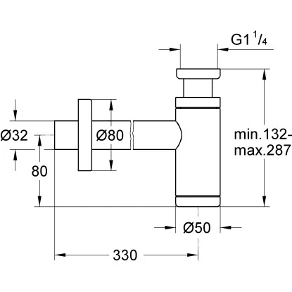 Grohe Geruchsverschluss 1 1/4" Chrom 4 Grohe Geruchsverschluss 1 1/4" Chrom – Bild 2