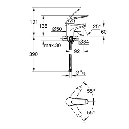 Grohe Einhand-Waschtischbatterie Euroeco Special Hebellänge 12 Cm Chrom 4 Grohe Einhand-Waschtischbatterie Euroeco Special Hebellänge 12 Cm Chrom – Bild 2