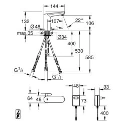 Grohe Infrarot-Elektronik Für Waschtisch Eurosmart CE Mit Mischung Chrom -Grohe 520031 4520 100085589