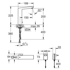 Grohe Infrarot-Elektronik Für Waschtisch Eurocube E Mit Mischung Chrom -Grohe 520086 4520 2101748