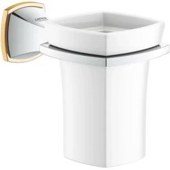 Grohe Halter Grandera Mit Keramik-Mundspülglas Chrom/Gold