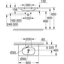 Grohe Waschtisch Euro Keramik 80 Cm Alpinweiß Hahnloch Überlauf PureGuard -Grohe 778986 4520 4
