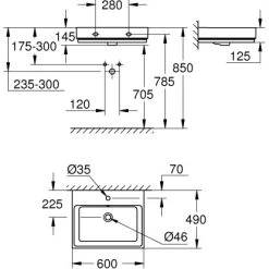 Grohe Waschtisch Cube Keramik 60 Cm Alpinweiß Mit Hahnloch Und Überl. PureGuard -Grohe 778990 4520 3