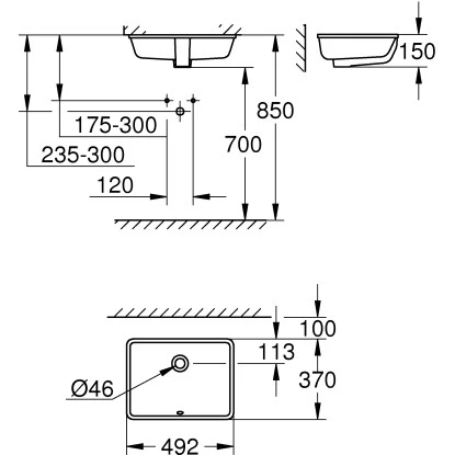 Grohe Einbauwaschbecken Cube Keramik 50 Cm Alpinweiß Mit Überlauf PureGuard 5 Grohe Einbauwaschbecken Cube Keramik 50 Cm Alpinweiß Mit Überlauf PureGuard – Bild 3