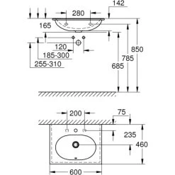 Grohe Waschtisch Essence 60 Cm Mit Hahnloch Und Überlauf PureGuard -Grohe 779015 4520 3