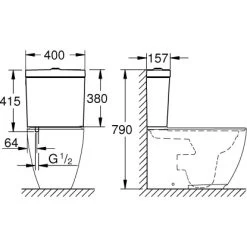 Grohe Aufsatz-Spülkasten Essence Mit 2-Mengentechnik Anschluss Unten Alpinw. -Grohe 779025 4520 3