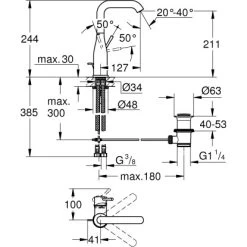Grohe Einhand-Waschtischbatterie Essence L-Size Hard Graphite Gebürstet -Grohe 792940 4520 3