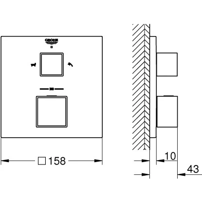 Grohe Thermostat-Wannenbatterie Mit 2-Wege-Umstellung Grohtherm Cube Chrom 4 Grohe Thermostat-Wannenbatterie Mit 2-Wege-Umstellung Grohtherm Cube Chrom – Bild 2
