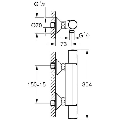 Grohe QuickFix Thermostat-Duschbatterie Precision Start Chrom 5 Grohe QuickFix Thermostat-Duschbatterie Precision Start Chrom – Bild 3