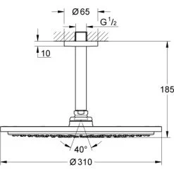 Grohe Kopfbrause-Set Mit Deckenauslass Rainshower Cosmopolitan 310 Supersteel -Grohe 964658 4520 1687642