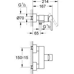 Grohe Einhand-Duscharmatur Lineare -Grohe brausebatterie mazeichnung 1