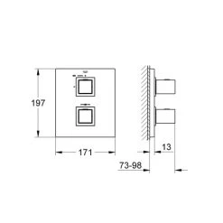 Grohe Thermostat Brausearmatur Grohtherm Cube Chrom -Grohe e thermostat masszeichnung