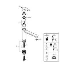 Grohe QuickFix Start Edge Einhand-Spültischbatterie DN 15 -Grohe handSpltischbatterieDN15 6