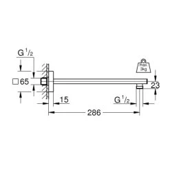 Grohe Brausearm Rainshower Eckig 286 Mm Chrom -Grohe ower brausearm mazeichnung