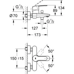 Grohe Eurostyle C Einhebelmischer-Wannenarmatur DN 15 7 Grohe Eurostyle C Einhebelmischer-Wannenarmatur DN 15 -Grohe wannenbatterie mazeichnung 3